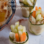 Zucchini roll-ups with veggies and hummus