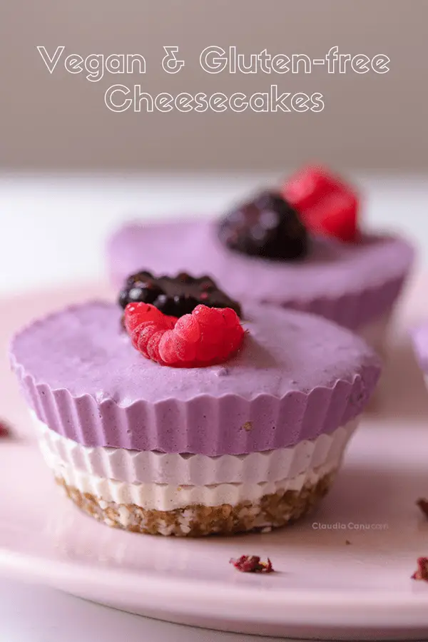 No Bake Tricolor Mini Cheesecakes - Vegan and Gluten-free (with video)