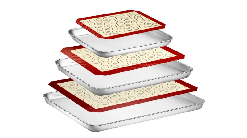 Three Baking Sheets with Silicone Mat Set, part of kitchen essentials