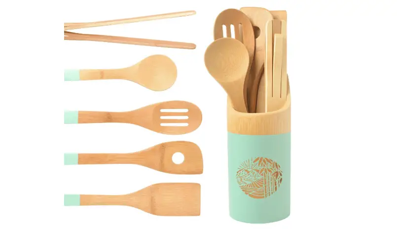 Organic 6 Piece Bamboo Cooking & Serving Utensils 