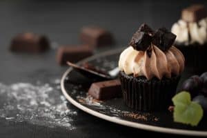 A deliciously looking chocolate cupcake
