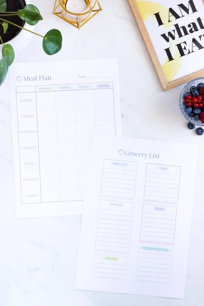 Healthy Eating Organizer Meal Plan and Grocery List